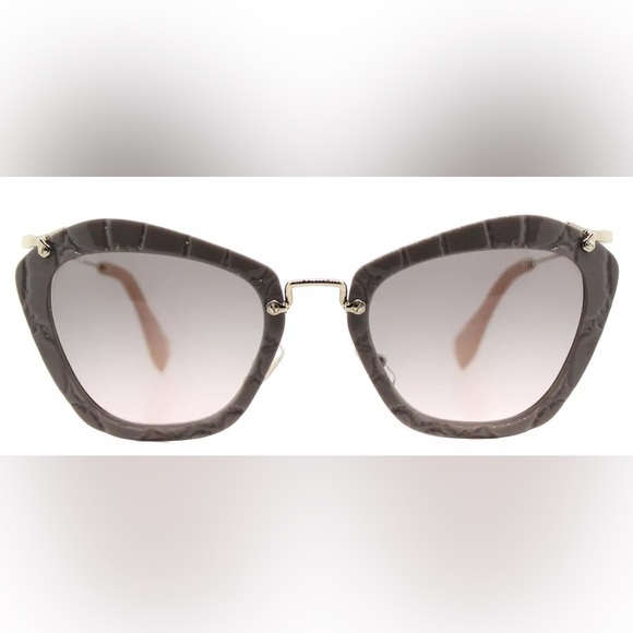 New Miu Miu Grey MU 10NS USY4K0 Cat Eye Textured Frame Gradient Lens Sunglasses - Picture 3 of 16